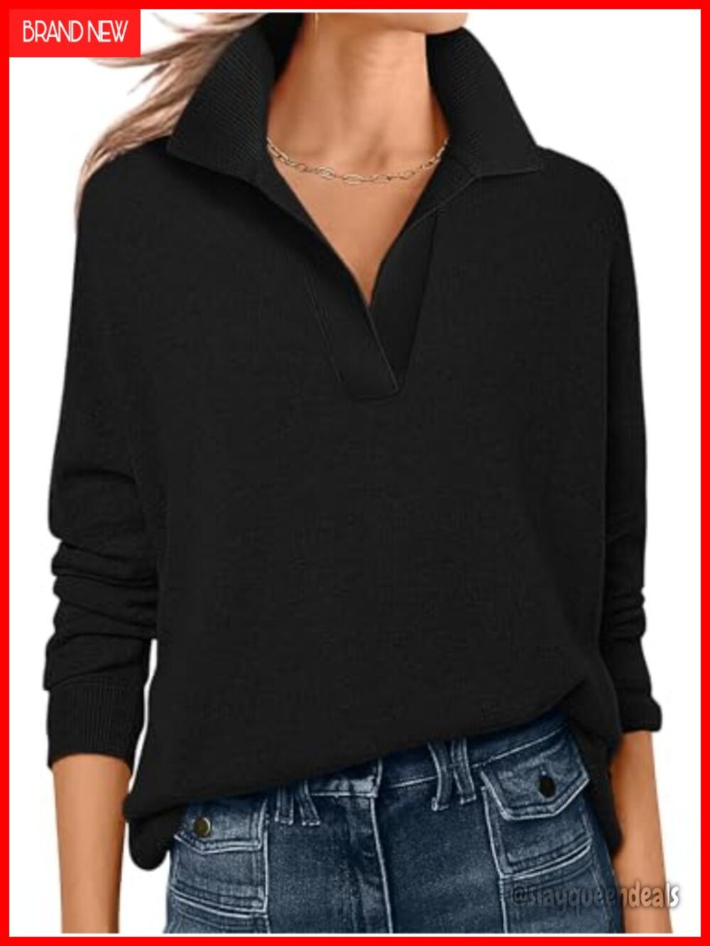 Women's V Neck Lightweight Fall Pullover Sweater
